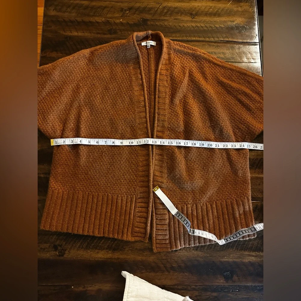 Madewell Wool Alpaca Blend Cardigan XS Rust Open Front Sweater